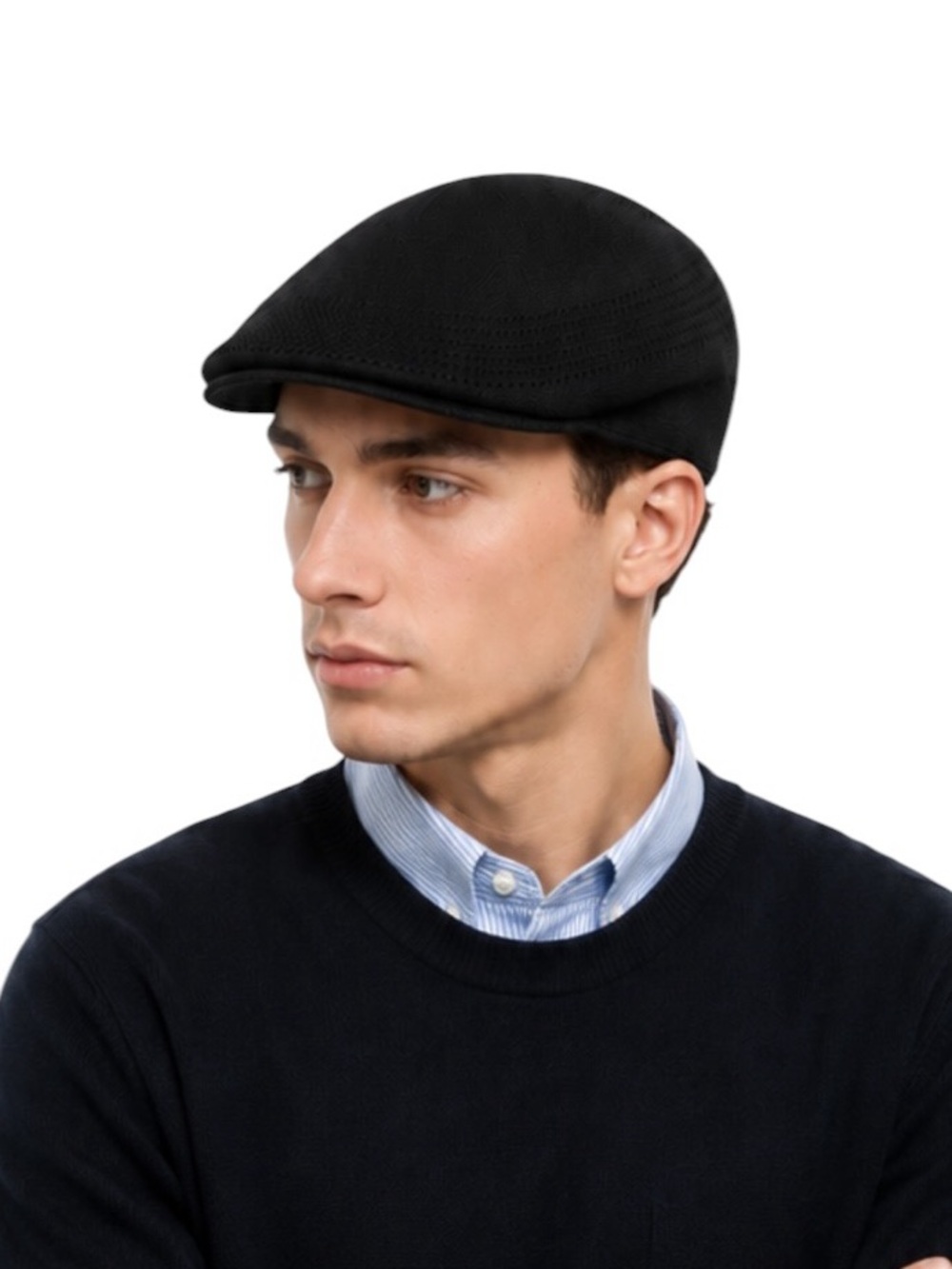 NWT Kangol Tropic Beret Black with gold embroidered logo Style K3107ST